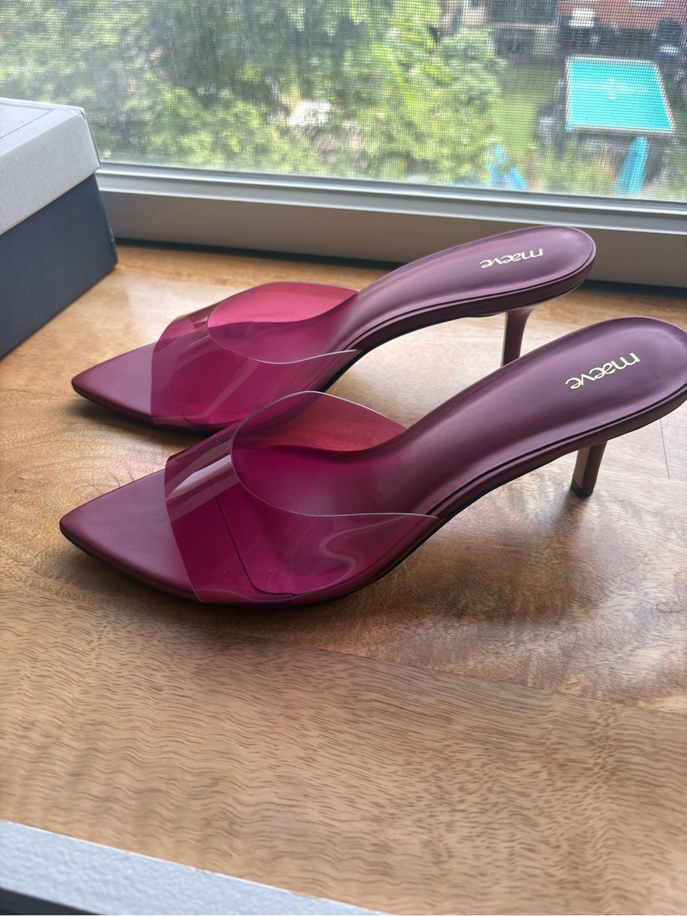 Anthropologie Maeve pvc mule kitten heel New in box